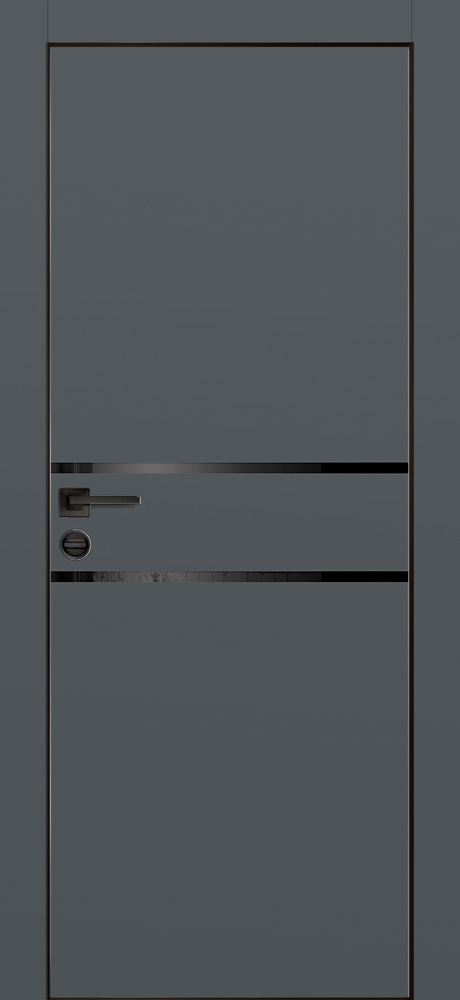 Межкомнатная дверь PX-18 черная кромка с 4-х ст. Графит матовый