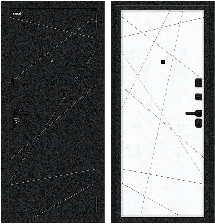 Дверь Браво Граффити-5/SBlack Букле черное/Snow Art DIS007410